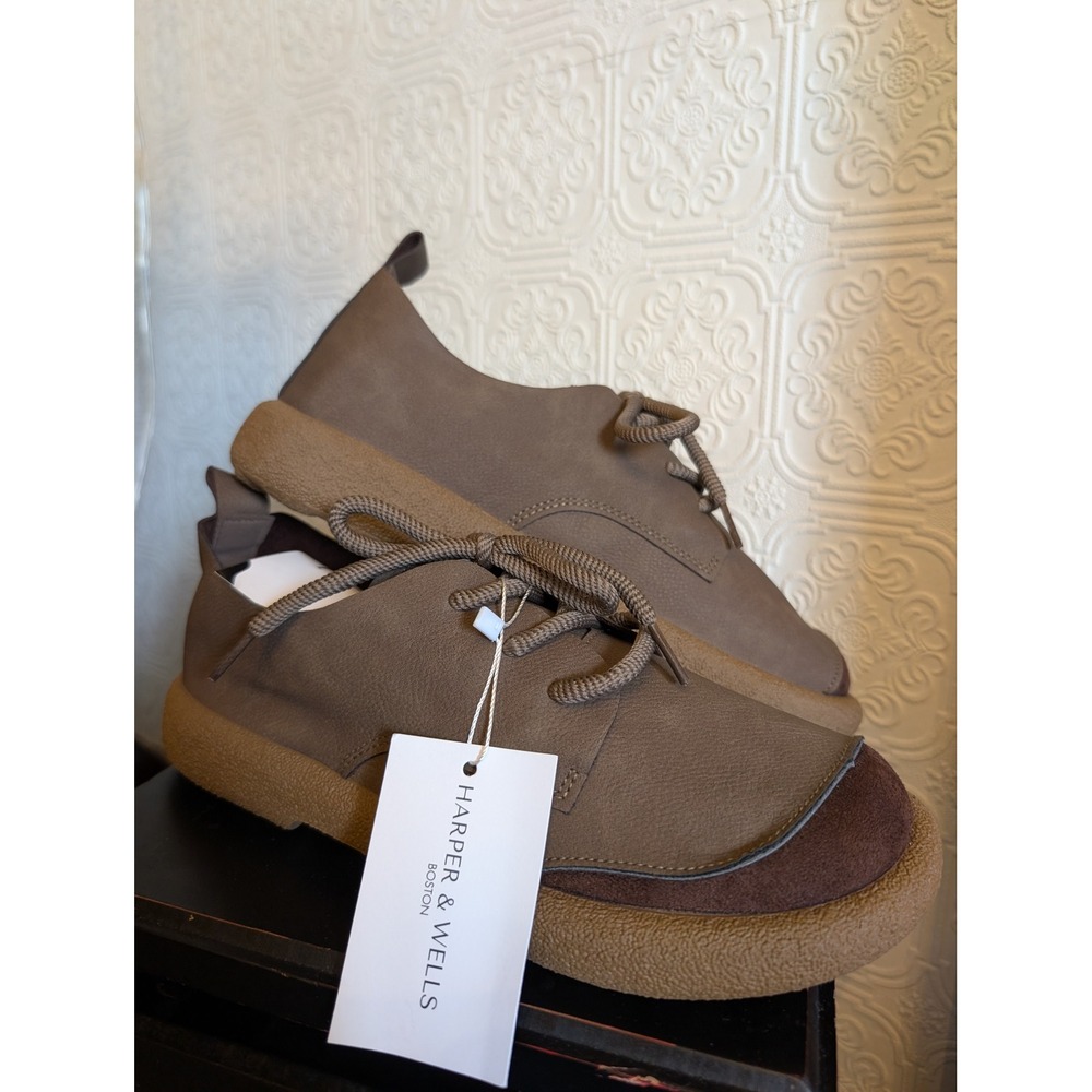Harper & Wells Boston Mens Brown Leather Suede Lace Up Casual Shoes Size 42